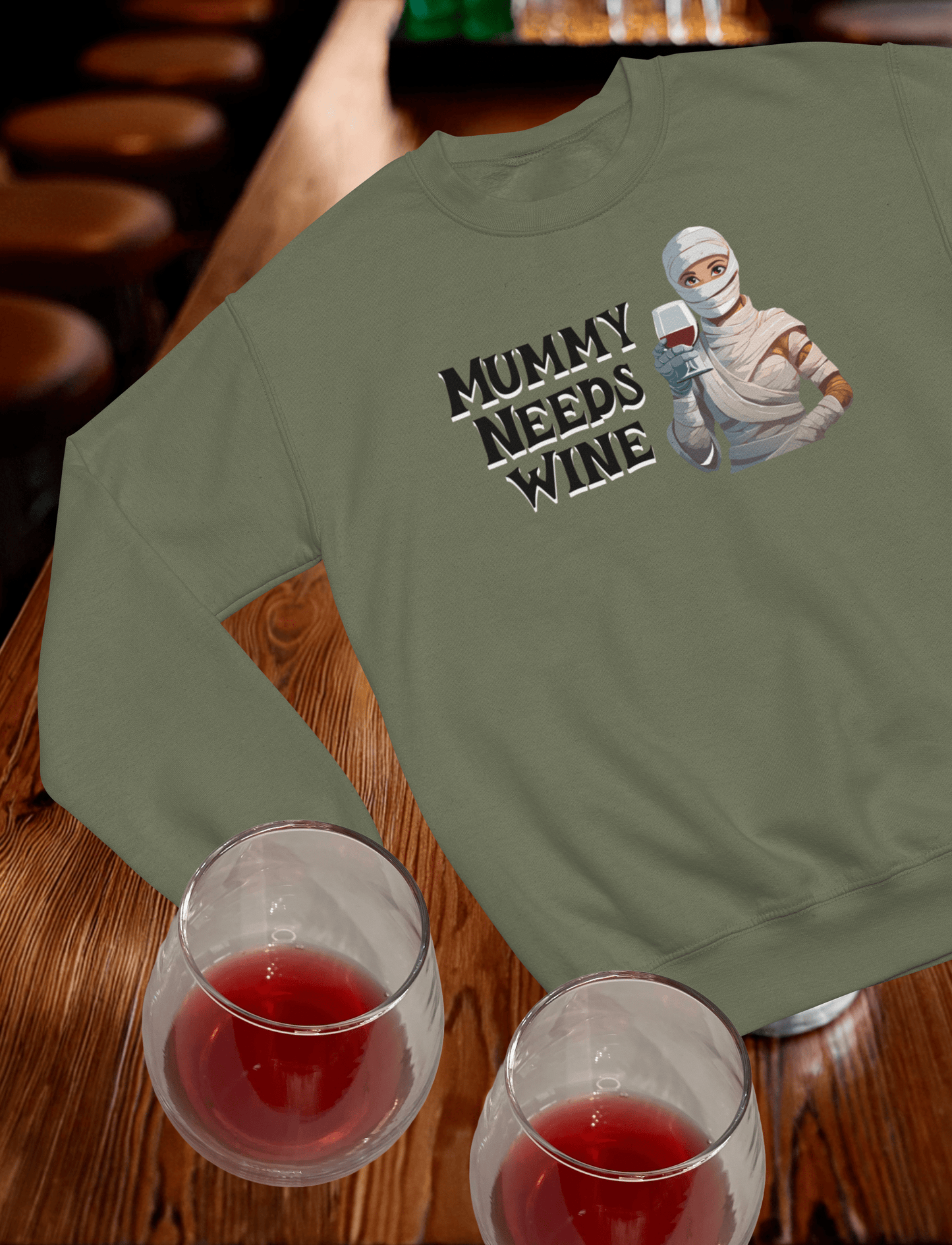 Mummy Needs Wine - Crewneck Sweatshirt