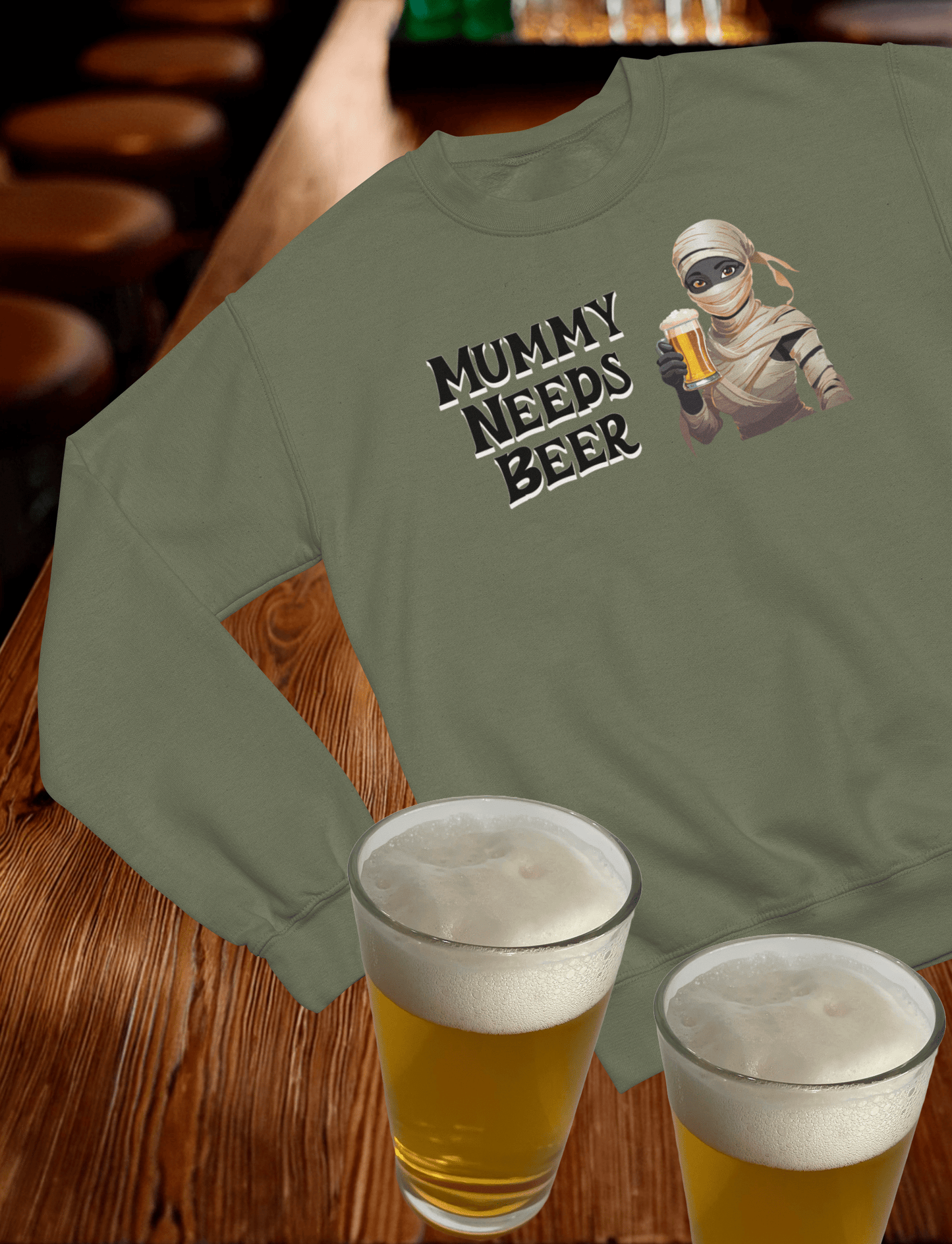 Mummy Needs Beer - Crewneck Sweatshirt
