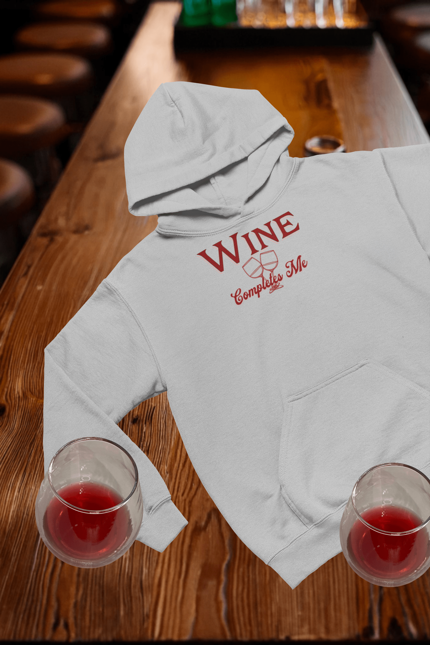 Wine Completes Me Hooded Sweatshirt