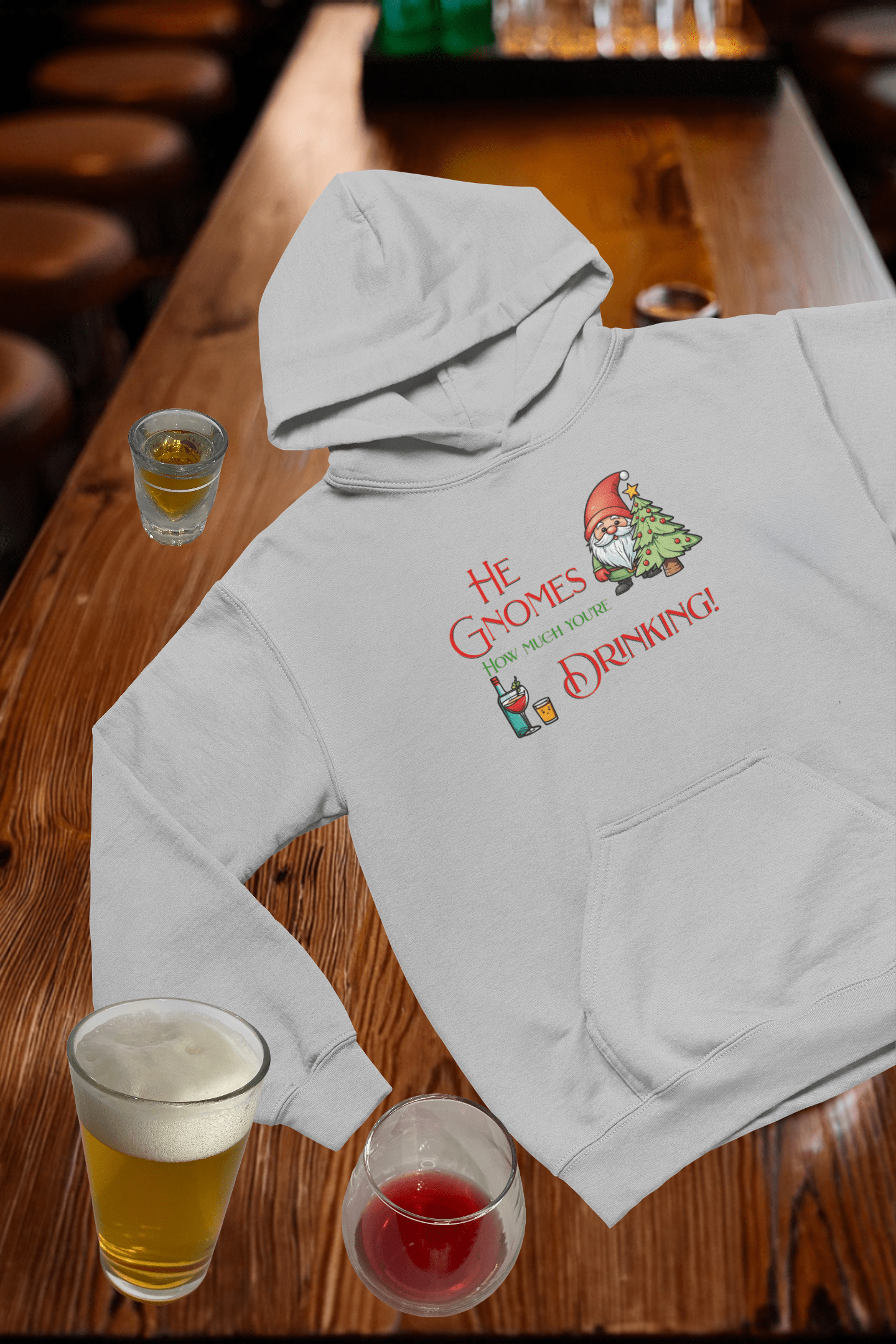 Gnomes Drinking Hooded Sweatshirt