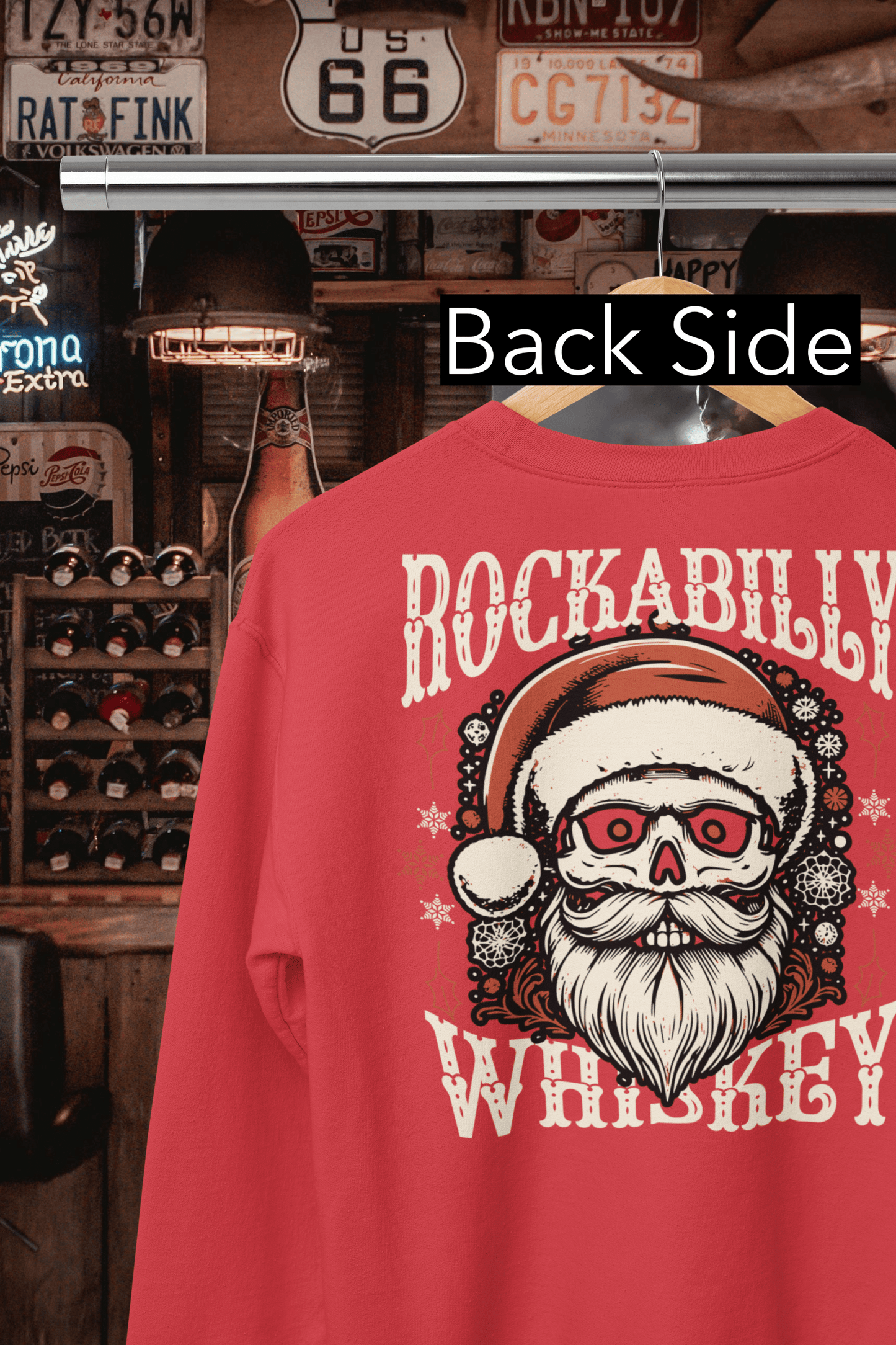 Rockabilly Skully Claus Crewneck Sweatshirt