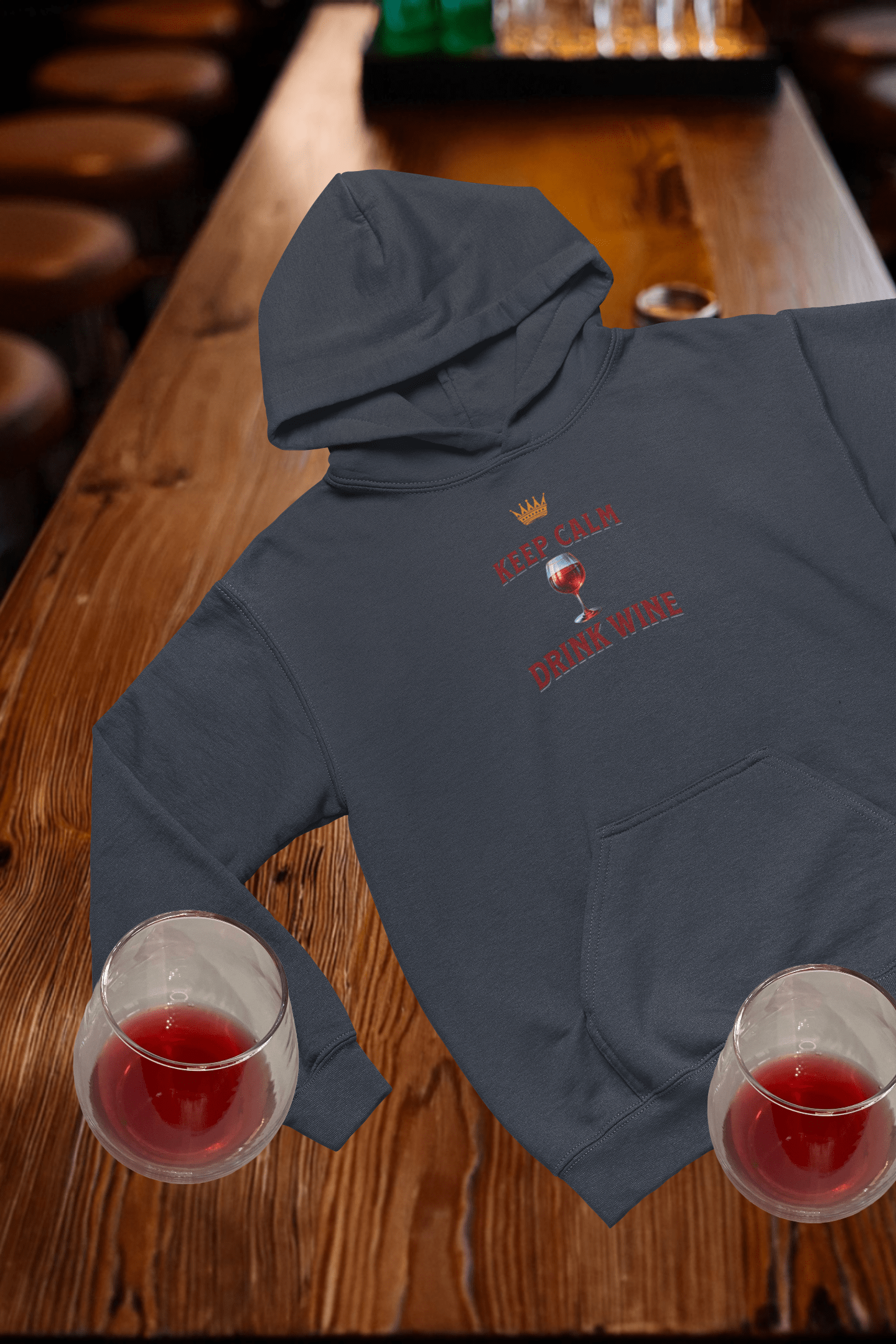 Keep Calm Drink Wine Hooded Sweatshirt