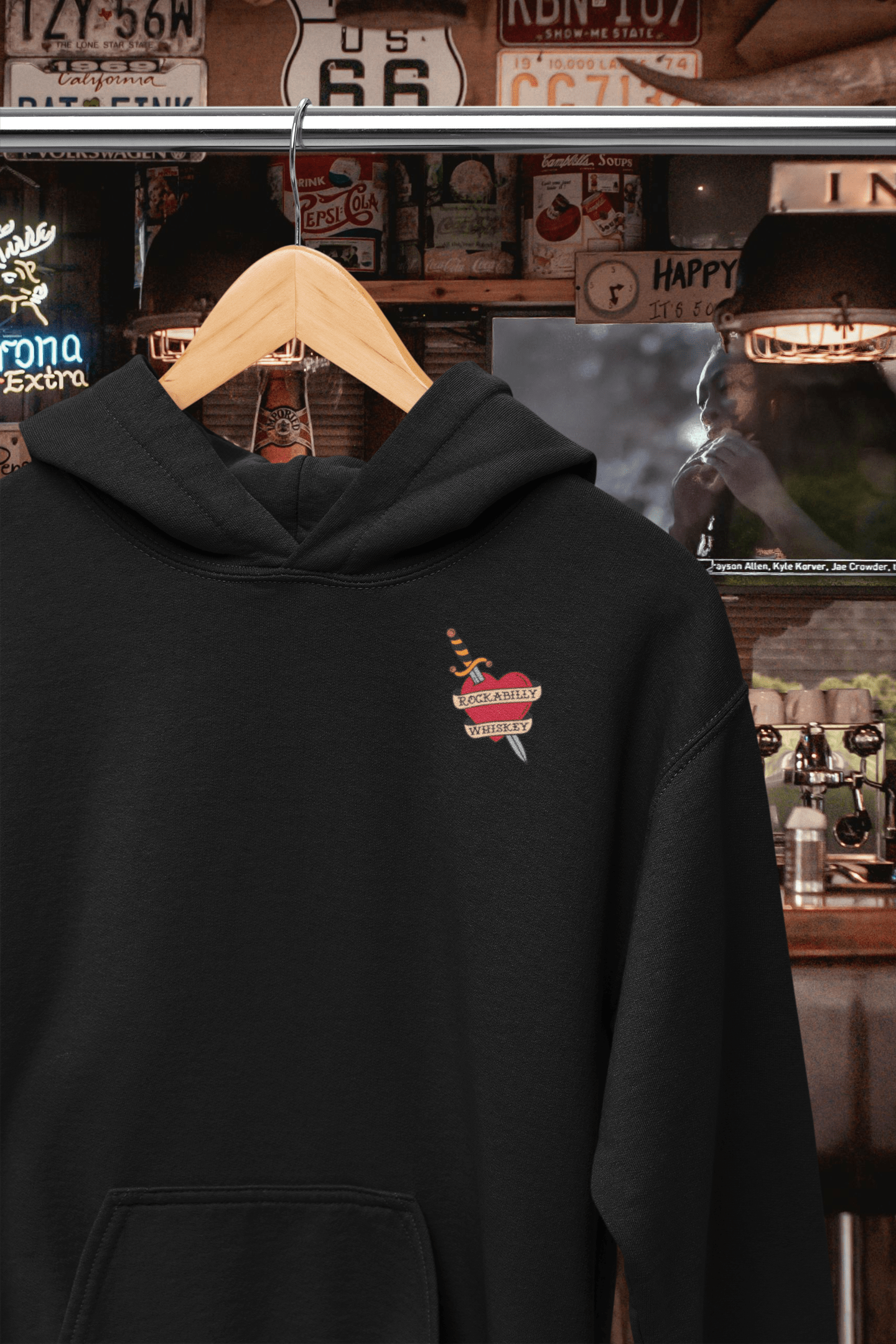 Rockabilly Eagle and Snake Hooded Sweatshirt