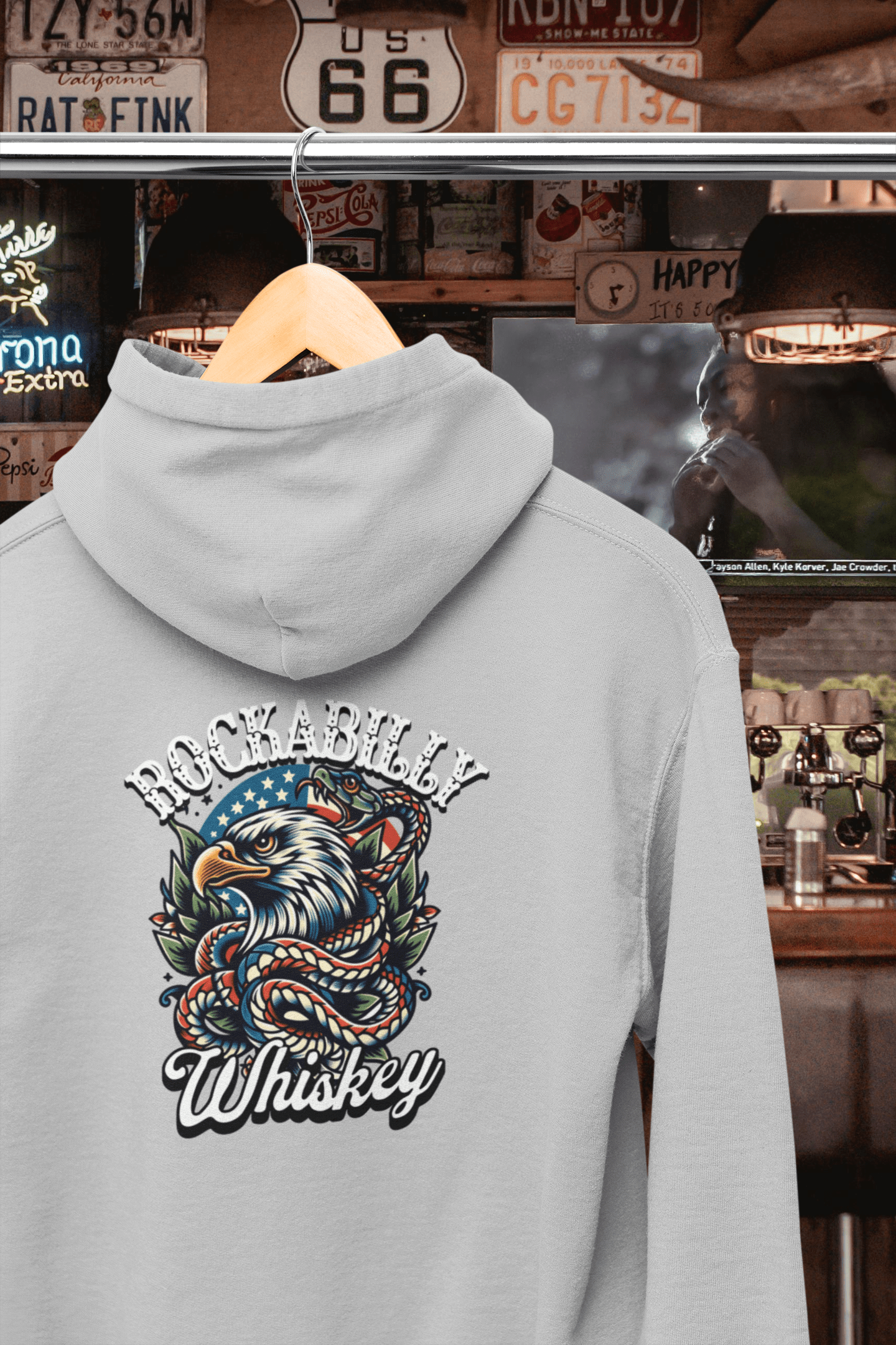 Rockabilly Eagle and Snake Hooded Sweatshirt