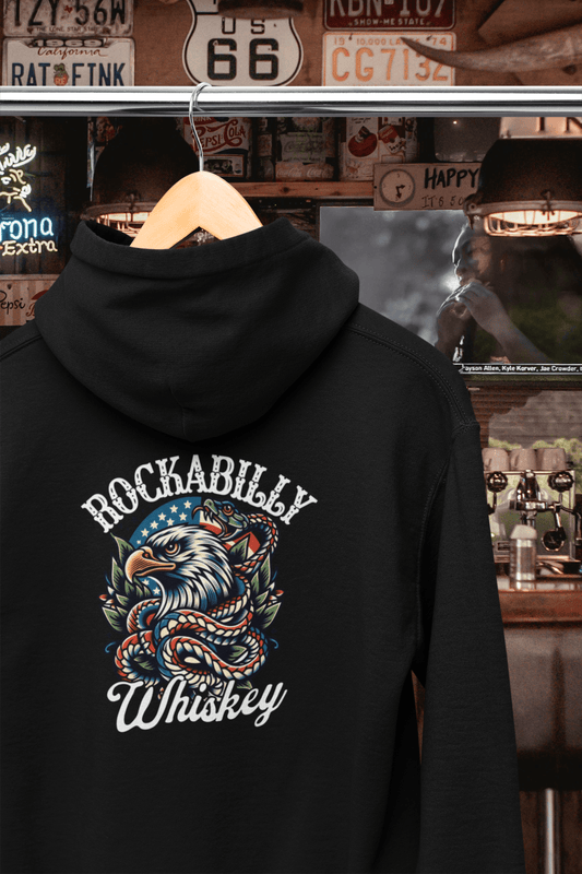 Rockabilly Eagle and Snake Hooded Sweatshirt