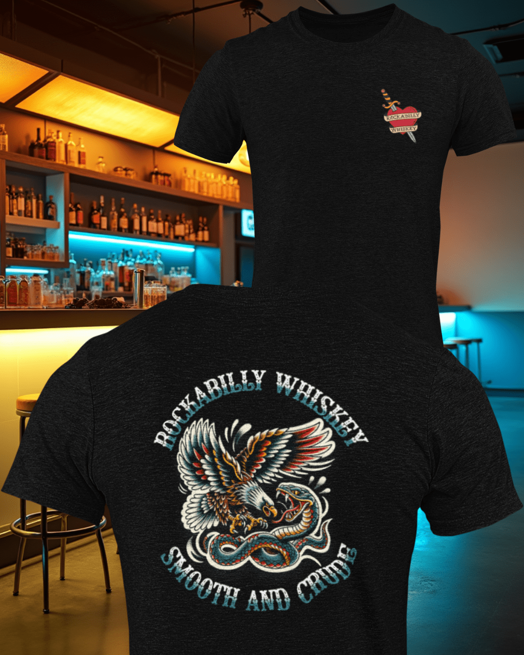 Rockabilly Eagle and Snake Fight T-Shirt