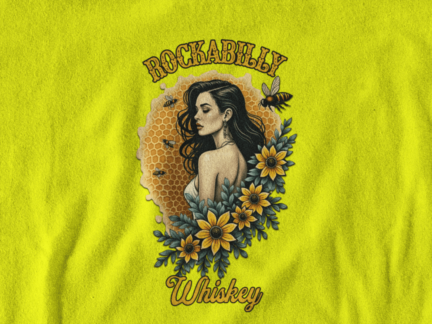 Rockabilly Queen Bee Safety Green T-Shirt