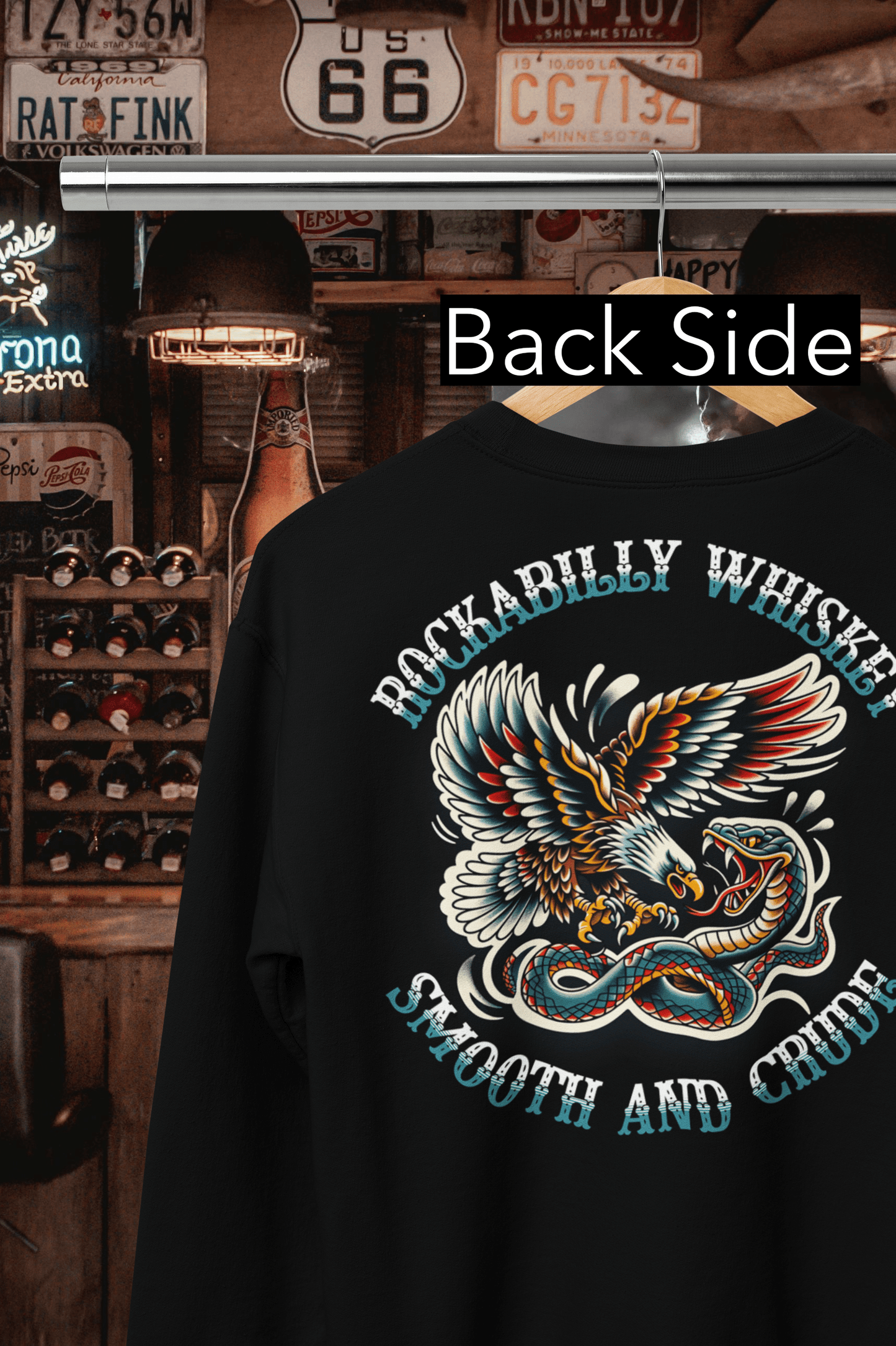 Rockabilly Eagle and Snake Fight Crewneck Sweatshirt