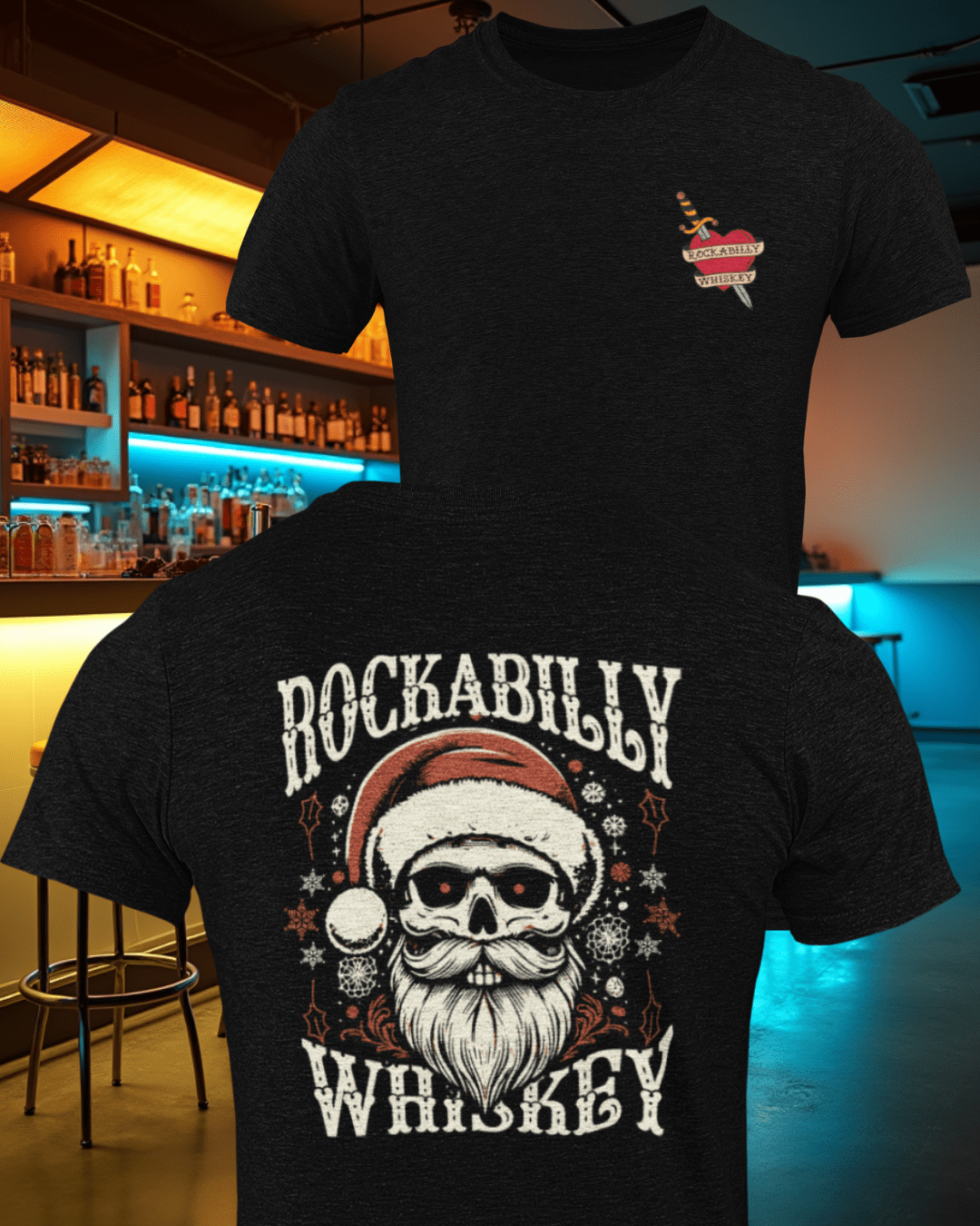 Rockabilly Skully Claus T-Shirt